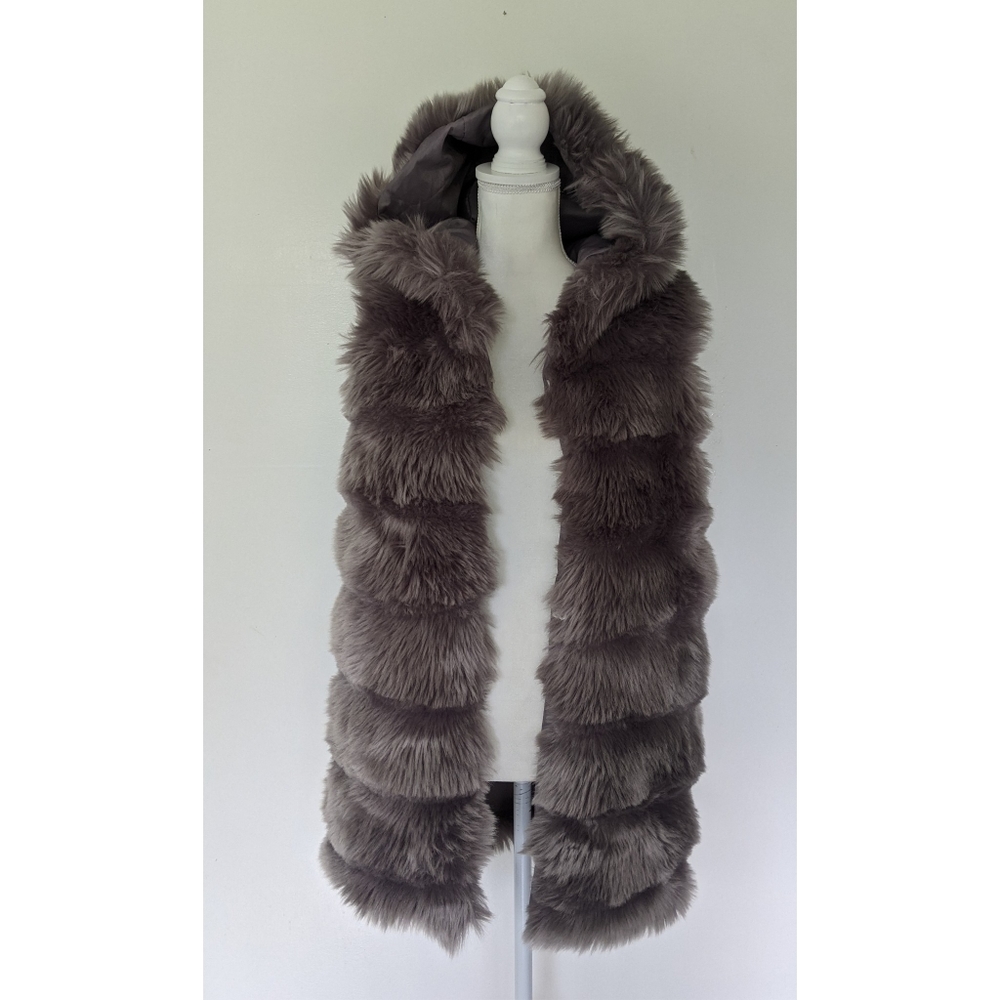 Faux fur hooded vest